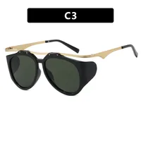 High-End Personality Street Style Sunglasses Women's Fashion Travel UV Protection Black Full Frame Glasses Hip Hop Streetwear sku image 3