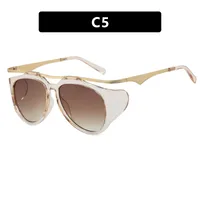 High-End Personality Street Style Sunglasses Women's Fashion Travel UV Protection Black Full Frame Glasses Hip Hop Streetwear sku image 5