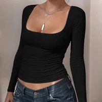 Diyun Y2K Spicy Girl Long Sleeve Women's Base Shirt T-shirt Autumn Winter Street Style High Street Fashion Slim Fit Short Length sku image 8