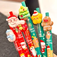 Cute Christmas Resin Ballpoint Pen Push Type Writing Stationery Student Gifts Learning Supplies Santa Claus Christmas Socks main image 2