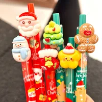 Cute Christmas Resin Ballpoint Pen Push Type Writing Stationery Student Gifts Learning Supplies Santa Claus Christmas Socks main image 3