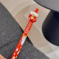 Cute Christmas Resin Ballpoint Pen Push Type Writing Stationery Student Gifts Learning Supplies Santa Claus Christmas Socks sku image 1