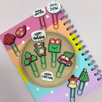 Large Christmas Creative Cute Office Supplies U-Shaped Pin PVC Cartoon Bookmarks Metal Plus PVC Material Book Markers main image 3