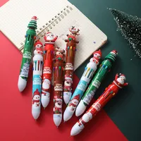 Creative Christmas Ten Color Ballpoint Pen Press Type Notebook Pen Stationery Gift Multicolor Christmas Design U0001f385 main image 3