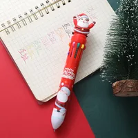 Creative Christmas Ten Color Ballpoint Pen Press Type Notebook Pen Stationery Gift Multicolor Christmas Design U0001f385 sku image 2