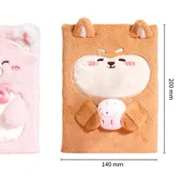 Adorable Plush Fur New  Notebook Embroidered Cover Hardback Cute Shiba Inu Design Premium Quality Wood Pulp Paper main image 3