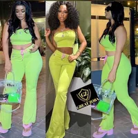 New  Style Embroidered High Waist Crop Top And Casual Pants Two Piece Set Fashionable Streetwear main image 1