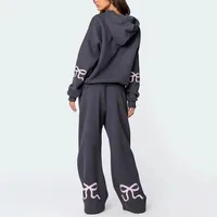 Autumn Winter Thickened Long Sleeve Round Neck Sweatshirt Women's Fashion Casual Wide Leg Pants Set Street Style High Street main image 1