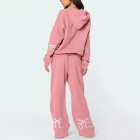 Autumn Winter Thickened Long Sleeve Round Neck Sweatshirt Women's Fashion Casual Wide Leg Pants Set Street Style High Street main image 2