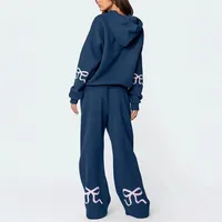 Autumn Winter Thickened Long Sleeve Round Neck Sweatshirt Women's Fashion Casual Wide Leg Pants Set Street Style High Street main image 3
