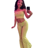 New  Style Embroidered High Waist Crop Top And Casual Pants Two Piece Set Fashionable Streetwear main image 5
