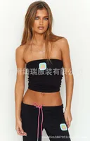 New  Style Embroidered High Waist Crop Top And Casual Pants Two Piece Set Fashionable Streetwear sku image 7