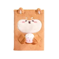 Adorable Plush Fur New  Notebook Embroidered Cover Hardback Cute Shiba Inu Design Premium Quality Wood Pulp Paper main image 4