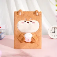 Adorable Plush Fur New  Notebook Embroidered Cover Hardback Cute Shiba Inu Design Premium Quality Wood Pulp Paper sku image 1