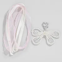 Handmade DIY Lace Butterfly Knot Bag Charm Set Fashionable Simple Versatile Artificial Pearl Decorations Polyester Fiber main image 4
