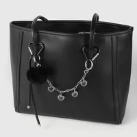 Dark Style Simple Personality Ball Chain Heart Imitation Pearl Lanyard DIY Bag Pendant Keychain Fashionable Zinc Alloy Heart Pattern main image 2