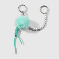 Dark Style Simple Personality Ball Chain Heart Imitation Pearl Lanyard DIY Bag Pendant Keychain Fashionable Zinc Alloy Heart Pattern sku image 2