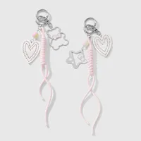 New Ins Stylish Sweet Hollow Cartoon Drip Oil Bear Star Heart Woven Rope DIY Keychain Zinc Alloy Cute Fashion Accessory main image 2