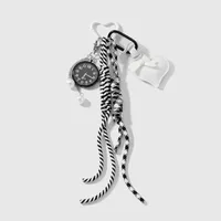 Miu Style Sweet Retro Multicolor Winding Keychain Leather Braided Rope DIY Couple Design Zinc Alloy Vintage Style Keychains sku image 1
