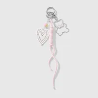 New Ins Stylish Sweet Hollow Cartoon Drip Oil Bear Star Heart Woven Rope DIY Keychain Zinc Alloy Cute Fashion Accessory sku image 1