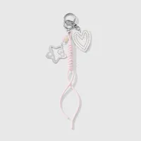 New Ins Stylish Sweet Hollow Cartoon Drip Oil Bear Star Heart Woven Rope DIY Keychain Zinc Alloy Cute Fashion Accessory sku image 2