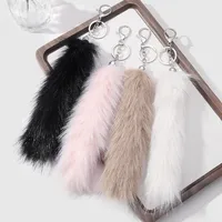 New Ins Stylish Multicolor Realistic Plush Animal Tail Keychain DIY Fashionable Personalized High Quality Zinc Alloy Pendant main image 1