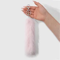 New Ins Stylish Multicolor Realistic Plush Animal Tail Keychain DIY Fashionable Personalized High Quality Zinc Alloy Pendant main image 4