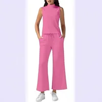 Summer  Women's Casual Fashionable Two-Piece Set Sleeveless  Style Pure Color Leisure Suit With Pockets main image 1