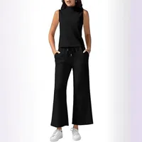 Summer  Women's Casual Fashionable Two-Piece Set Sleeveless  Style Pure Color Leisure Suit With Pockets main image 2