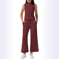 Summer  Women's Casual Fashionable Two-Piece Set Sleeveless  Style Pure Color Leisure Suit With Pockets main image 3