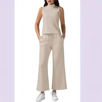Summer  Women's Casual Fashionable Two-Piece Set Sleeveless  Style Pure Color Leisure Suit With Pockets main image 4
