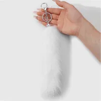 New Ins Stylish Multicolor Realistic Plush Animal Tail Keychain DIY Fashionable Personalized High Quality Zinc Alloy Pendant sku image 2