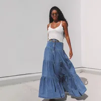 Low Waist Distressed Denim Mini Skirt Women's Fashion Street Style Summer High Street A-Line Pure Color Cotton Polyester main image 2