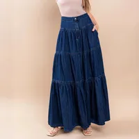 Low Waist Distressed Denim Mini Skirt Women's Fashion Street Style Summer High Street A-Line Pure Color Cotton Polyester sku image 6