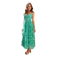 Elegant Mid-Length Sleeveless Backless Floral Print Dress Women's Spring Summer V-Neck High Waist European American Style main image 5