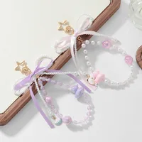 New Ins Exquisite Sweet Cute Imitation Pearl Bowknot Colorful Cat Eye Beads Cartoon Duck DIY Keychain main image 2