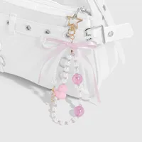 New Ins Exquisite Sweet Cute Imitation Pearl Bowknot Colorful Cat Eye Beads Cartoon Duck DIY Keychain main image 3