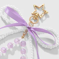 New Ins Exquisite Sweet Cute Imitation Pearl Bowknot Colorful Cat Eye Beads Cartoon Duck DIY Keychain main image 4