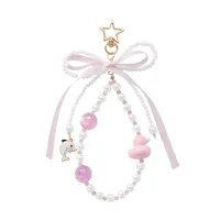 New Ins Exquisite Sweet Cute Imitation Pearl Bowknot Colorful Cat Eye Beads Cartoon Duck DIY Keychain main image 5