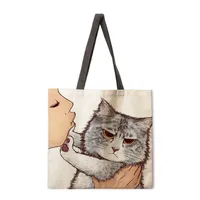 Ladies Floral Print Tote Bag Reusable Shopping Shoulder Handbag Polyester Medium Size Fashionable Women's Bag sku image 2