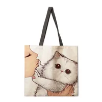 Ladies Floral Print Tote Bag Reusable Shopping Shoulder Handbag Polyester Medium Size Fashionable Women's Bag sku image 3