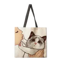 Ladies Floral Print Tote Bag Reusable Shopping Shoulder Handbag Polyester Medium Size Fashionable Women's Bag sku image 4
