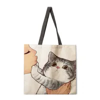 Ladies Floral Print Tote Bag Reusable Shopping Shoulder Handbag Polyester Medium Size Fashionable Women's Bag sku image 9