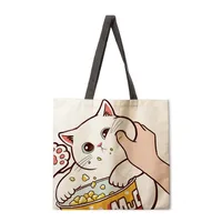Ladies Floral Print Tote Bag Reusable Shopping Shoulder Handbag Polyester Medium Size Fashionable Women's Bag sku image 10