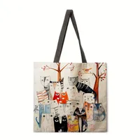 A Group Of Cats Printed Women's Bag Single-Shoulder Bag Tote Bag Handbag Reusable Shopping sku image 2