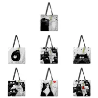 Ladies Reusable Shopping Tote Bag Shoulder Handbag Dog Oil Painting Print Eco-friendly Medium Size Polyester Handbag main image 1
