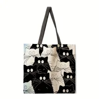 Ladies Reusable Shopping Tote Bag Shoulder Handbag Dog Oil Painting Print Eco-friendly Medium Size Polyester Handbag main image 3
