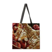 Country Style Ladies Reusable Shopping Tote Bag Single Shoulder Handbag Polyester Medium Size Women's Bag Eco-Friendly sku image 4