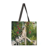 Country Style Ladies Reusable Shopping Tote Bag Single Shoulder Handbag Polyester Medium Size Women's Bag Eco-Friendly sku image 5