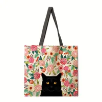 Floral Angel Ladies Tote Bag Reusable Shopping Shoulder Handbag Polyester Medium Size Women's Bag Eco-Friendly Handbag sku image 1